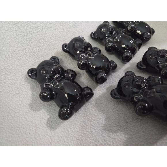 Lot 6 Vtg Hand Blown BLACK Art Glass Teddy Bear Figurine Gummy Bear - Picture 4 of 9